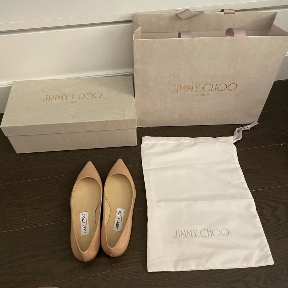 Jimmy Choo Alina Patent Pointy Toe Flats